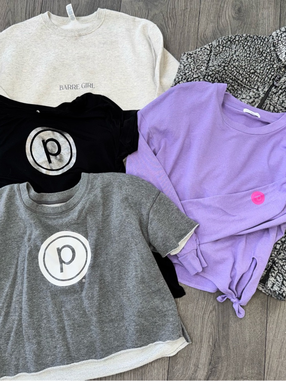 Pure Barre Logo Tops + Pure Barre towel, change wristlet and team socks